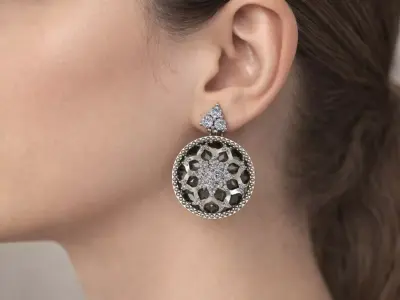 Nocturne Rosette Earrings jewelry 3D model - for Her 3D print model