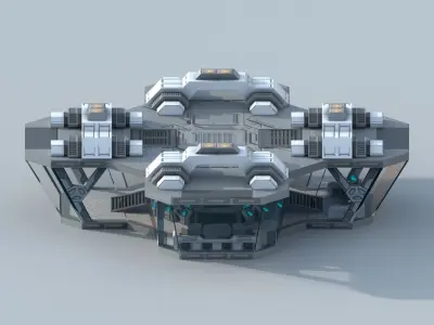 Sci-Fi Military Building - Control Room Low-poly 3D model