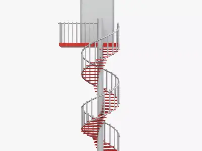 Fire Escape Staircase Rounded - 3D Model Low-poly 3D model