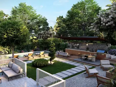  3D Exterior Scene 3D model design garden and landscape 3D model