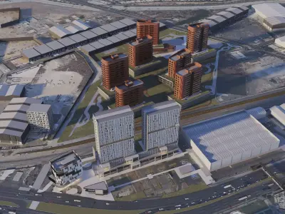 City with buildings scene 3D model