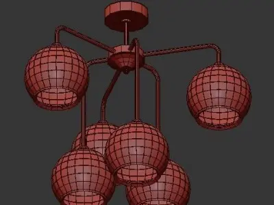 VITALUCE pendant light with five glass globes 3D model