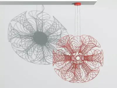 Vita pendant light made of wires in shape of flower 3D model