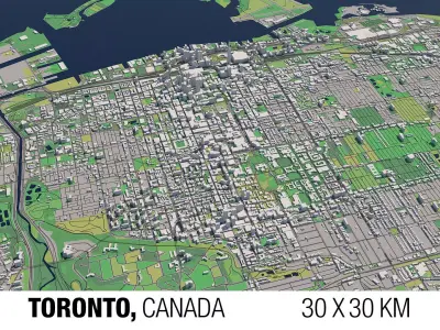 Toronto 30x30km City Map 3D model