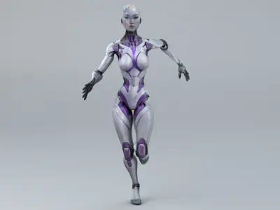 Android Woman Rigged and Animated Low-poly 3D model