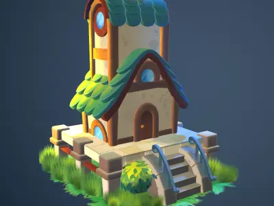 Stylized house Low-poly 3D model purchase
