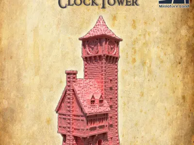 Medieval ClockTower Tabletop terrain 28 MM 3D print model