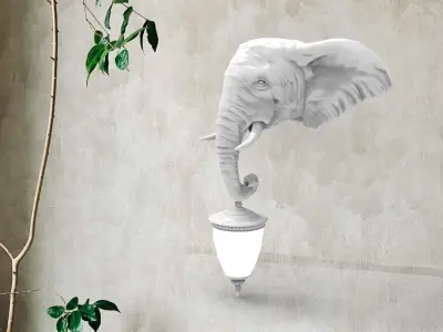 Elephant Head Wall Lamp 3D print model
