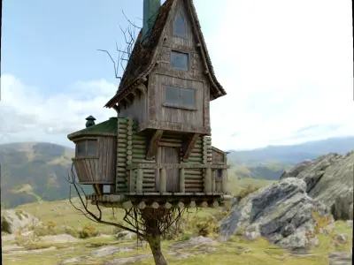 Medieval Fantasy house  Low-poly 3D model