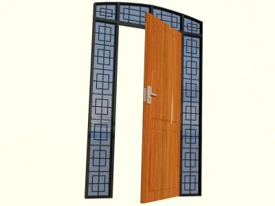 Modern Door With 2 Sidelights Low-poly 3D model