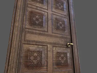 Old medieval chuch door Low-poly 3D model