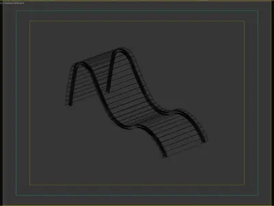 Wave-Shaped Wooden Loungers for Modern Outdoor Spaces 3D model