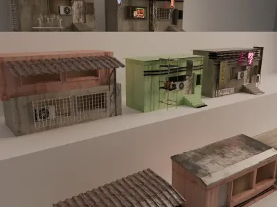 FREE LOW POLY ASIAN STYLED BUILDINGS Free low-poly 3D model