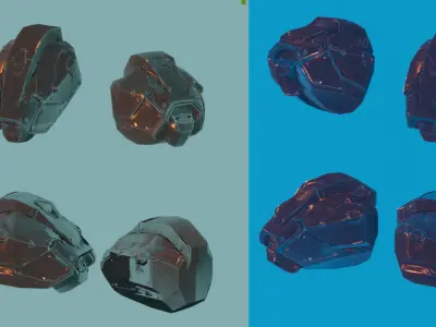 Cyborg Droid Futuristic Space Helmet Low-poly 3D model