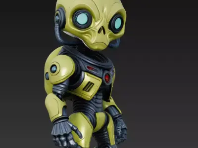 Bio-Mechanical Alien - Stylized Sci-Fi Robot Creature 3D Model 3D print model