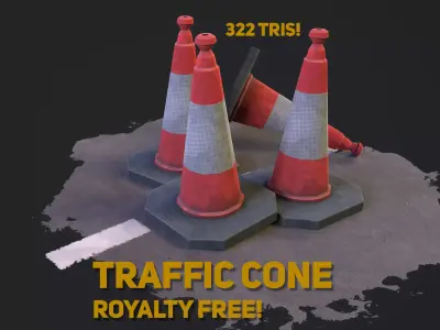 Stylized Traffic Cone Low-poly 3D model