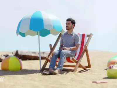 Beach Holiday Virtual Set Extension and Game Asset 3D model