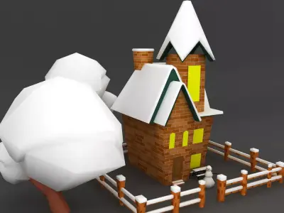 Church cartoon 3d model Low-poly 3D model