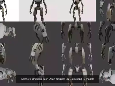 Aesthetic Chibi Bio Tech  Alien Warriors 3D Collection 3D Model Pack