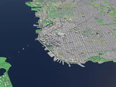 San Francisco California USA 25x25km City Map 3D model