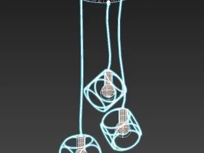vitaluce pendant light with three metal balls hanging from it 3D model