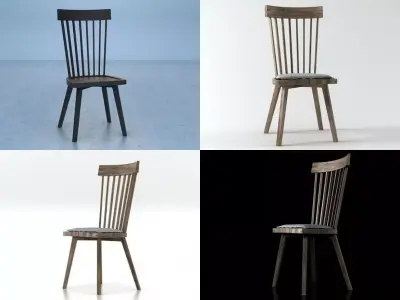 Gray four different chairs 3D model