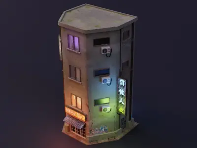 Cyberpunk Building 4 Low-poly 3D model