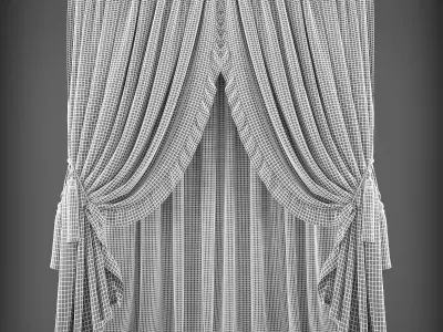 Curtain with lace Low-poly 3D model