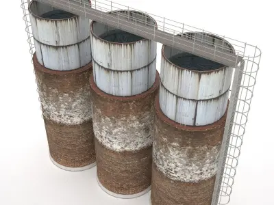 Industrial water towers 3D model