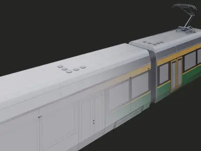 Skoda  Low-Floor Tram Low-poly 3D model