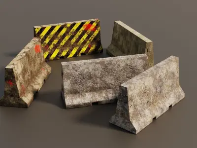 Concrete barriers  3D Model Pack