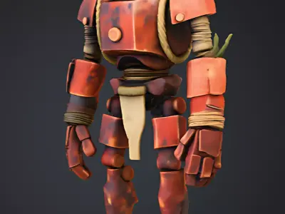 Stylized Rusty Robot Character    Game Ready PBR 3D Model 3D model