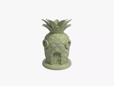 Pineapple House Pen Holder Tropical Desk Organizer STL File 3D 3D print model