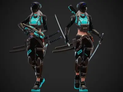 Cyberpunk Zoi Robot Low-poly 3D model