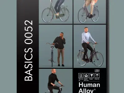 Low poly set of 3D men on a bike 3D model 3D model