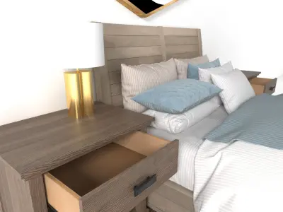 bedroom set hexagonal wall mirror 3D model