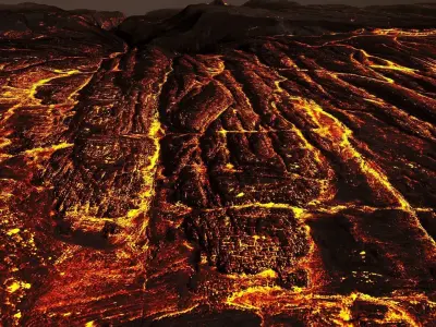 Lava Terrain Magma Surface Landscape PBR 01 Low-poly 3D model