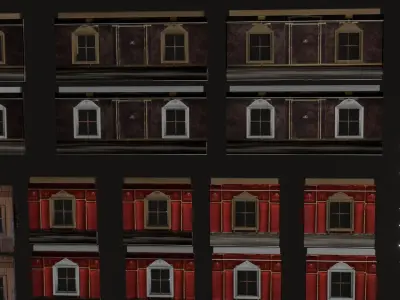 Roman walls and windows 355 pieces set low poly PBR Low-poly 3D model