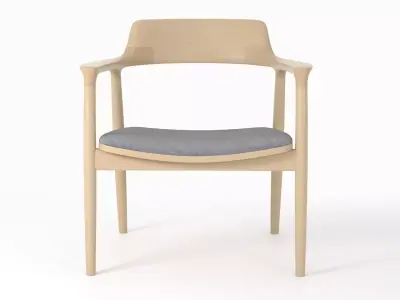 Hiroshima wooden chair with cushion 3D model