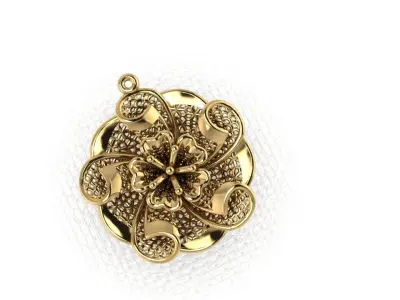 pendant31 ornate gold plated flower 3D print model