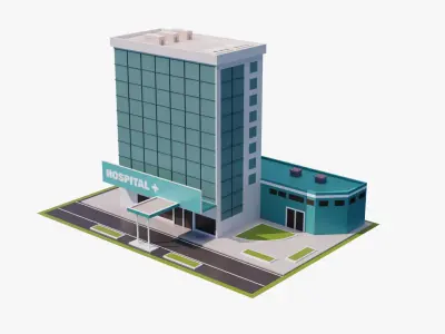 Hospital Building Low-poly 3D model