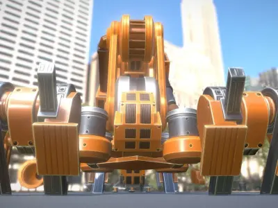 The Walking Mech Neck Orange Version Low-poly 3D model