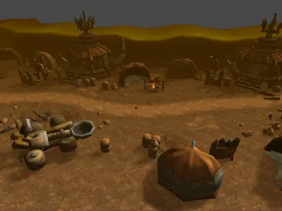 Fantasy Chess RPG Environment - War Camp Low-poly 3D model