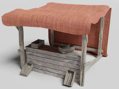 Medieval Marketplace Low-poly 3D model