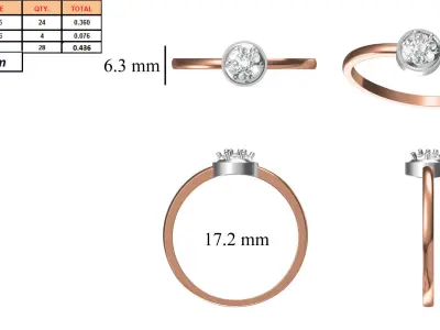 Light Weight Wedding Engagement Women Ring STL JCD Details 3D print model