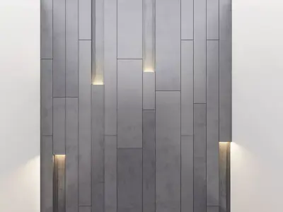 3dwall-panel-01 room with concrete walls and wooden floors 3D model