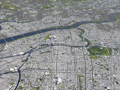 Osaka Japan 50x50km 3D model