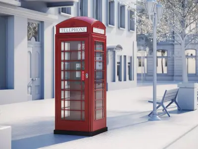 English phone booth 3D model