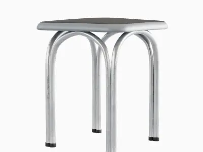 Silver Steel Stool 01 3D model