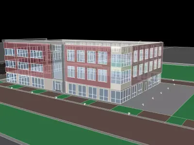 Modern American Office or Mixed Use Building  3D model